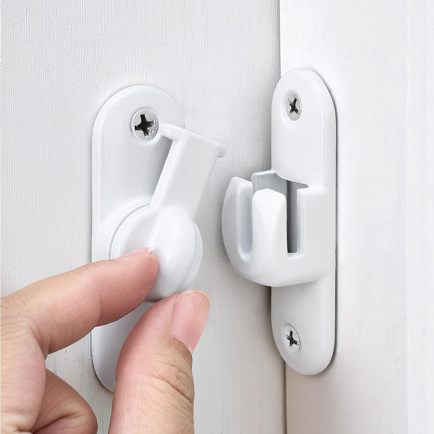 White 90/180° Barn Door Latches，Right Angle Door Lock,Zinc Alloy Fli