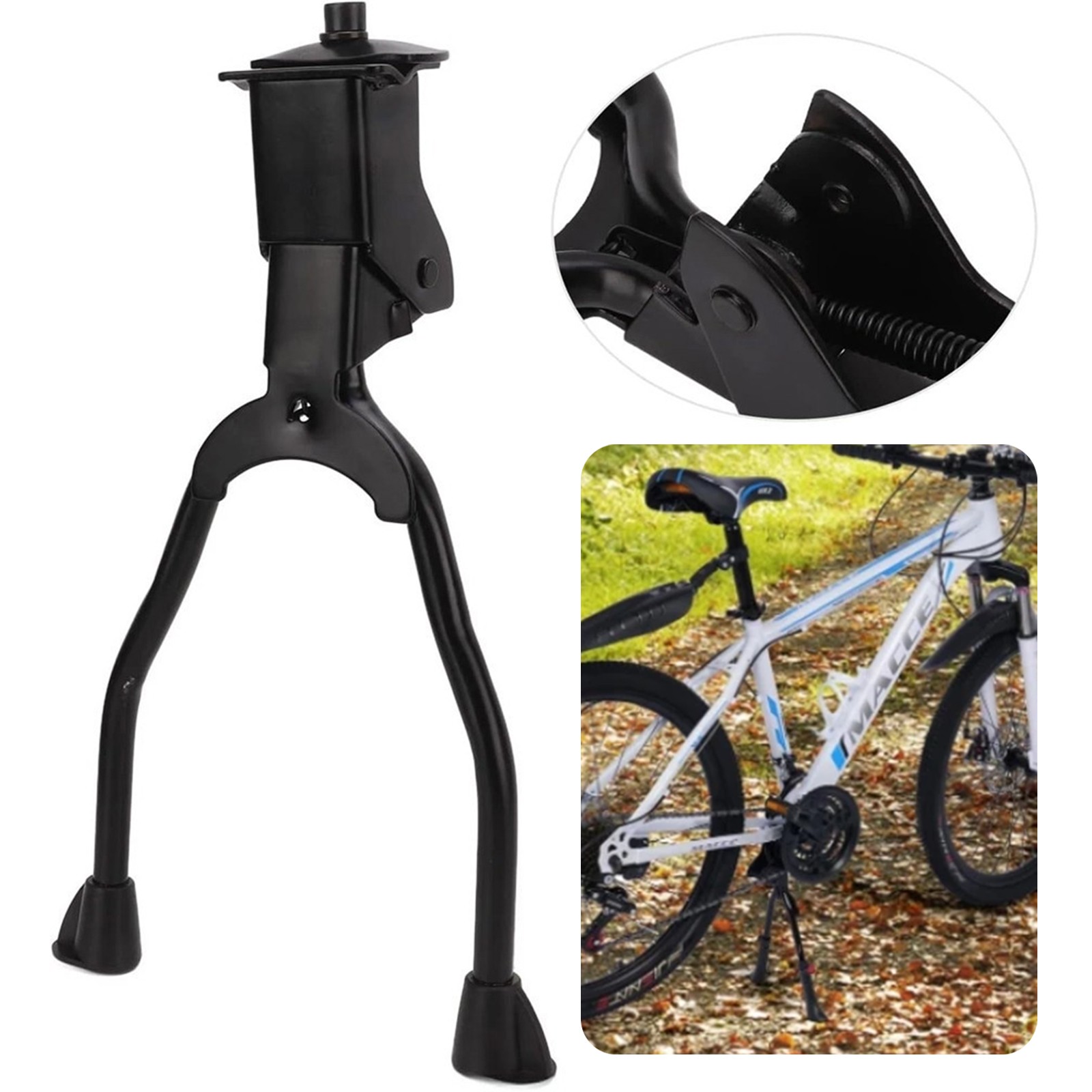 Center Mount Double Leg Bicycle Kickstand Adjustable Fits 26"-28" Mountain Bike