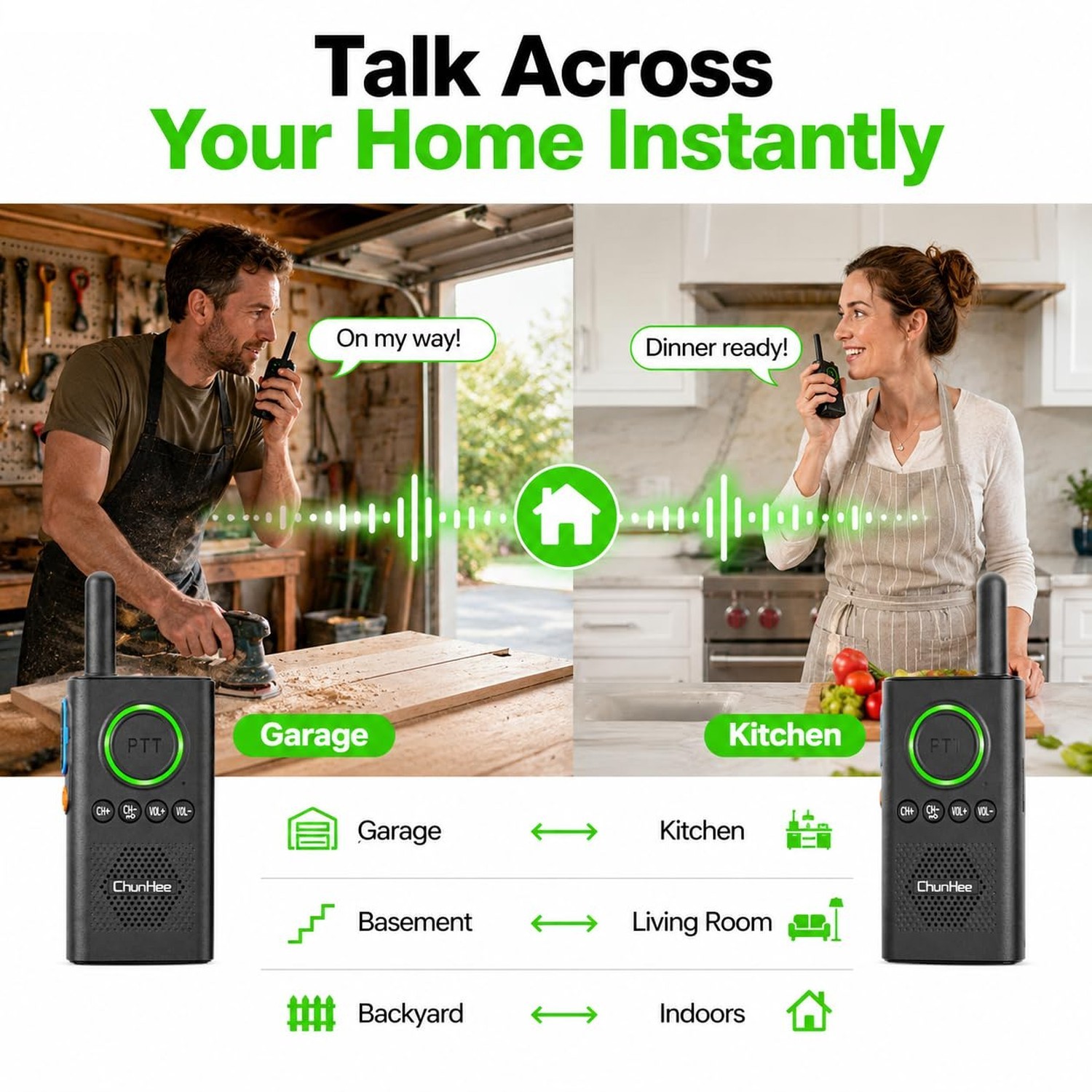 Wireless Intercom System 3300 ft Long Range, 2 Way Intercom for Home Office &...