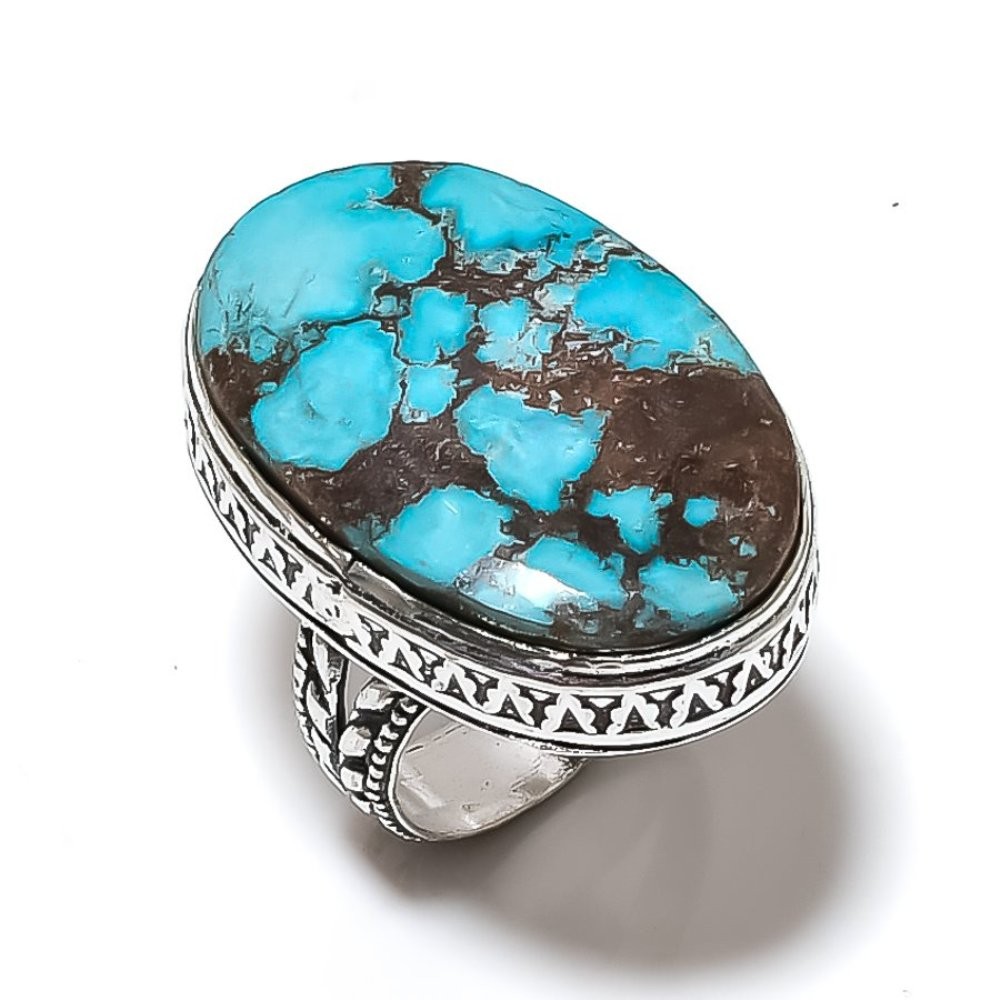 Tibetan Turquoise Gemstone 925 Sterling Silver Gift Jewelry Ring Size 9 k632