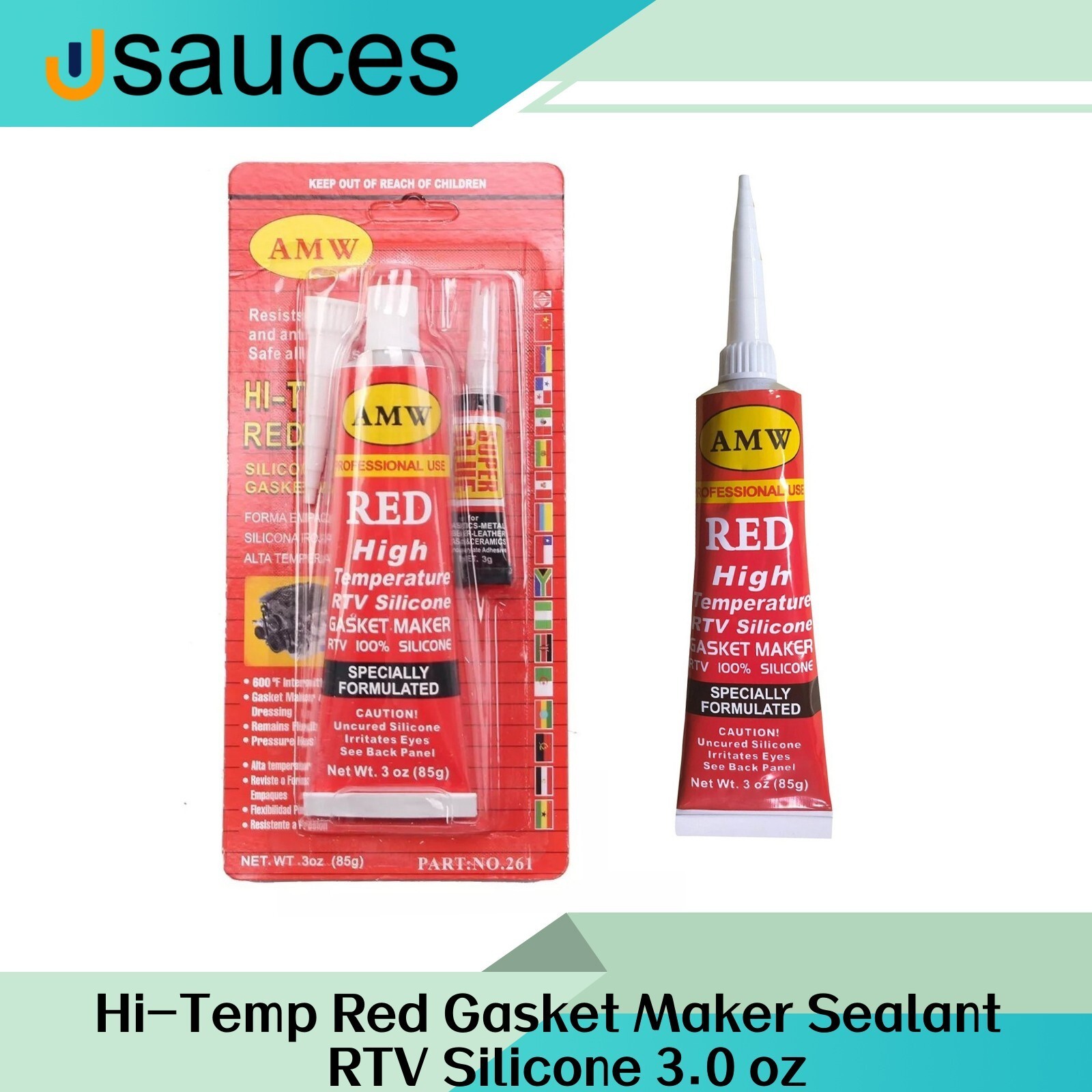 1 Hi-Temp Red Gasket Maker Sealant RTV Silicone 3.0 oz for auto boat RV Adhesive
