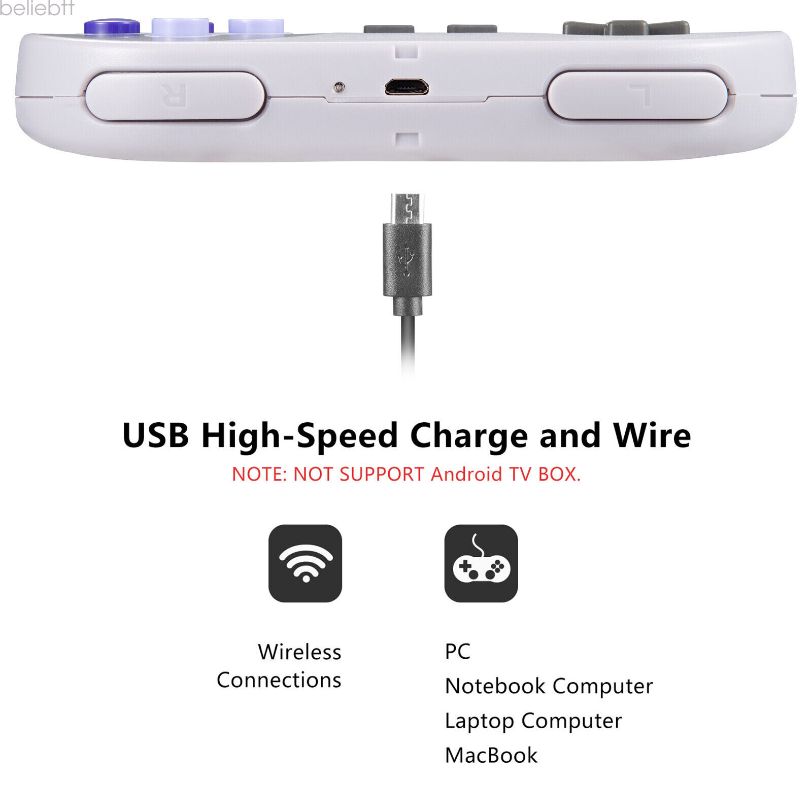 2 Pack Wired/ Wireless SNES USB Controller Gamepad Joystick Super Classic for PC
