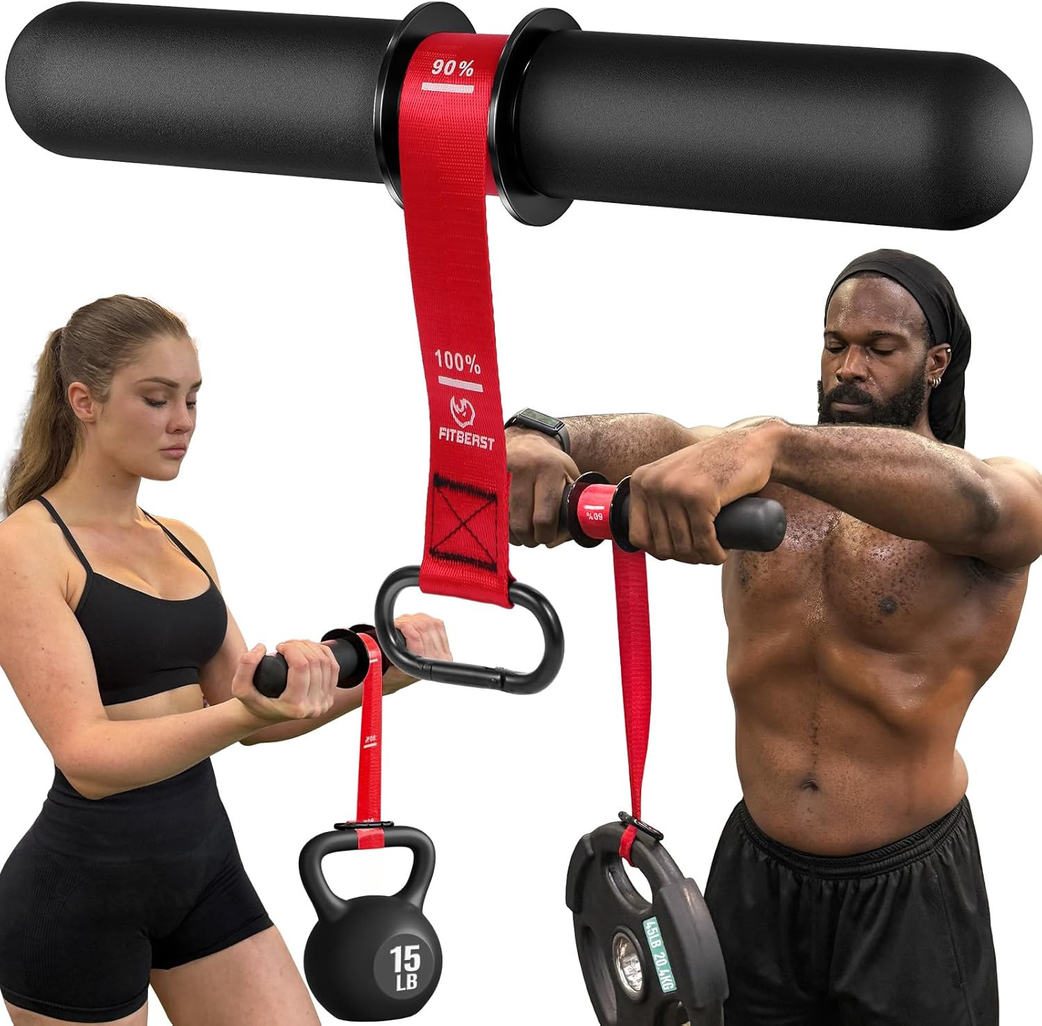 Forearm Strengthener & Forearm Exerciser, Wrist Roller with Thicker Handle, Fore
