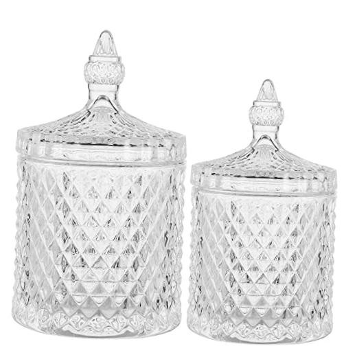 Qtip Holder Glass Apothecary Jars with Lid Bathroom Accessories Vanity