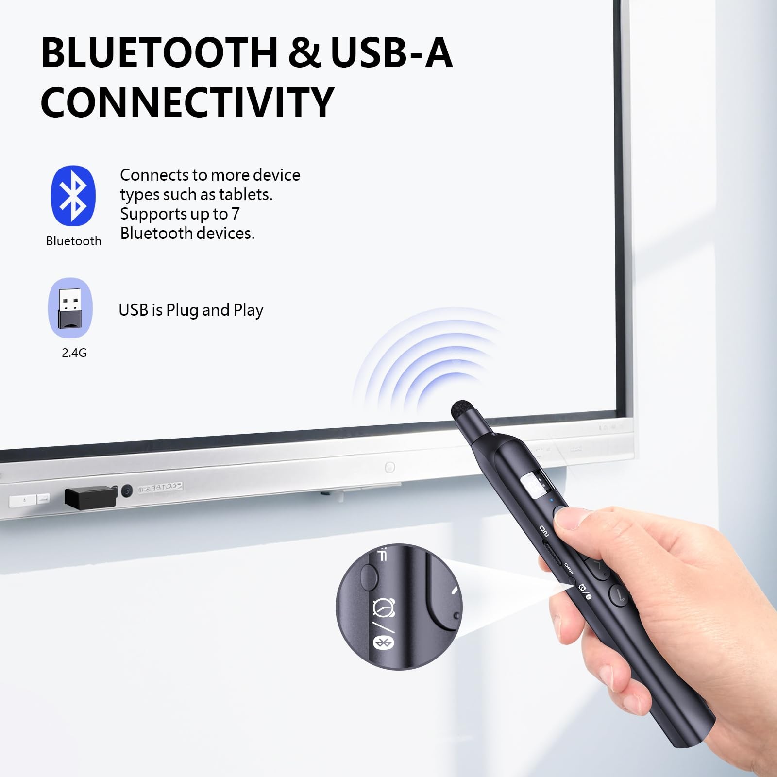 N21 Bluetooth Presentation Clicker with Telescopic Teaching Pointer, Presenta...