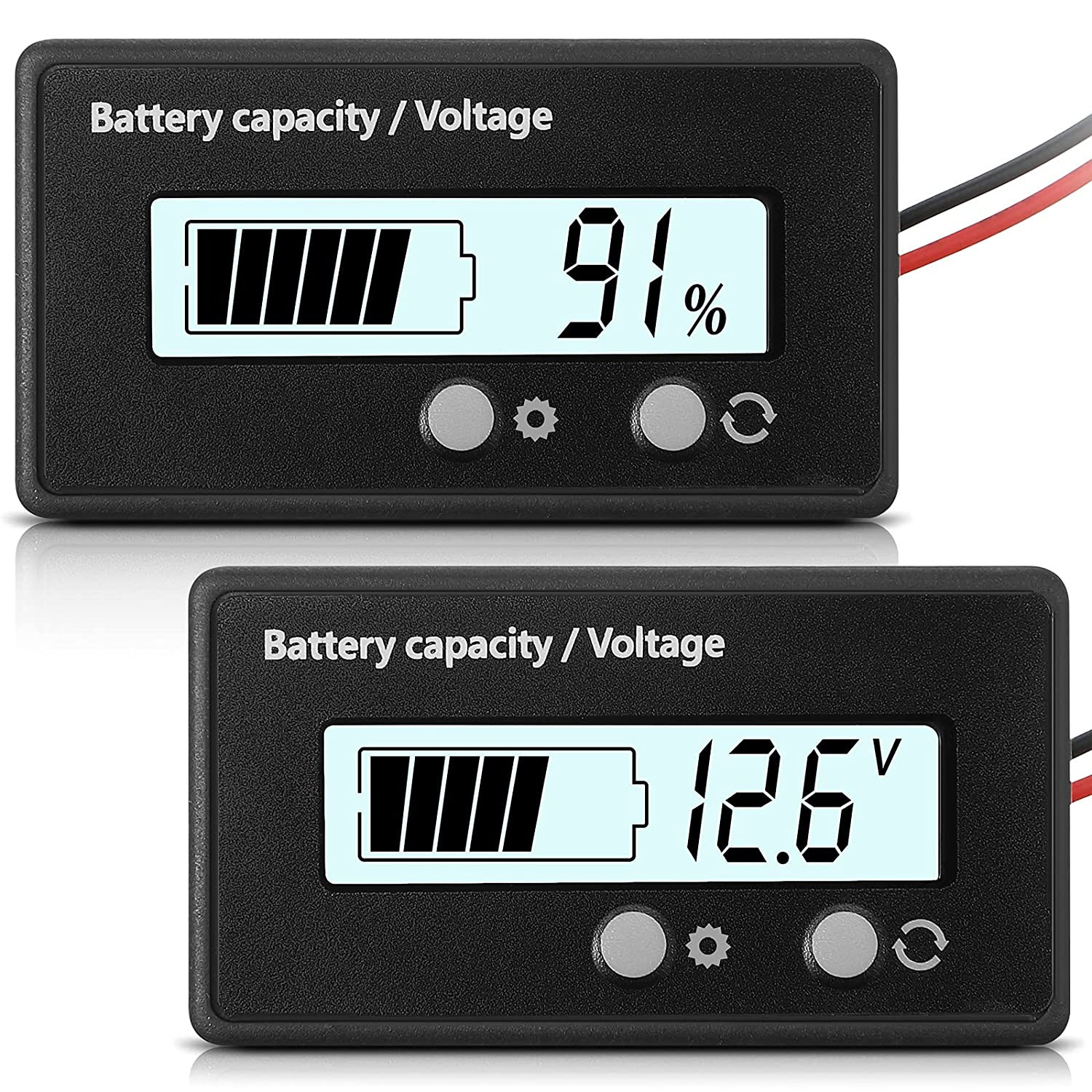 8Dc 12V 24V 36V 48V 72V Medidor De Bateria, Medidor De Monitor De Voltaje De ...
