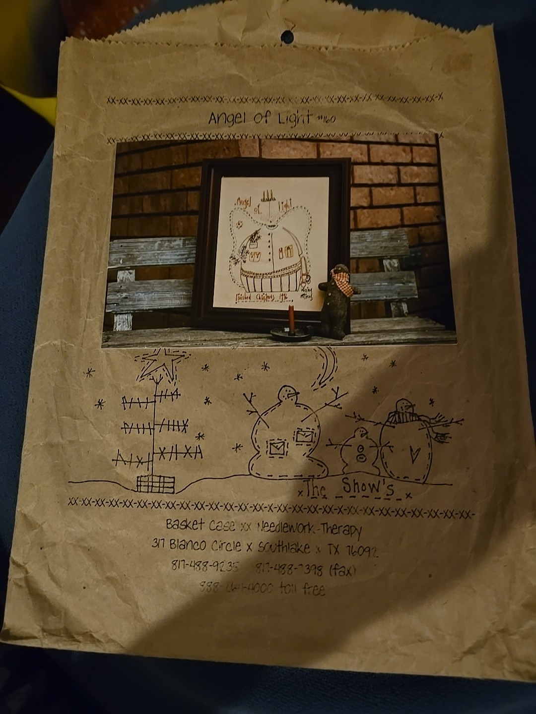 ANGEL OF LIGHT#160 Needlework Embroidery Pattern-BASKET Casexx Needlework Therap