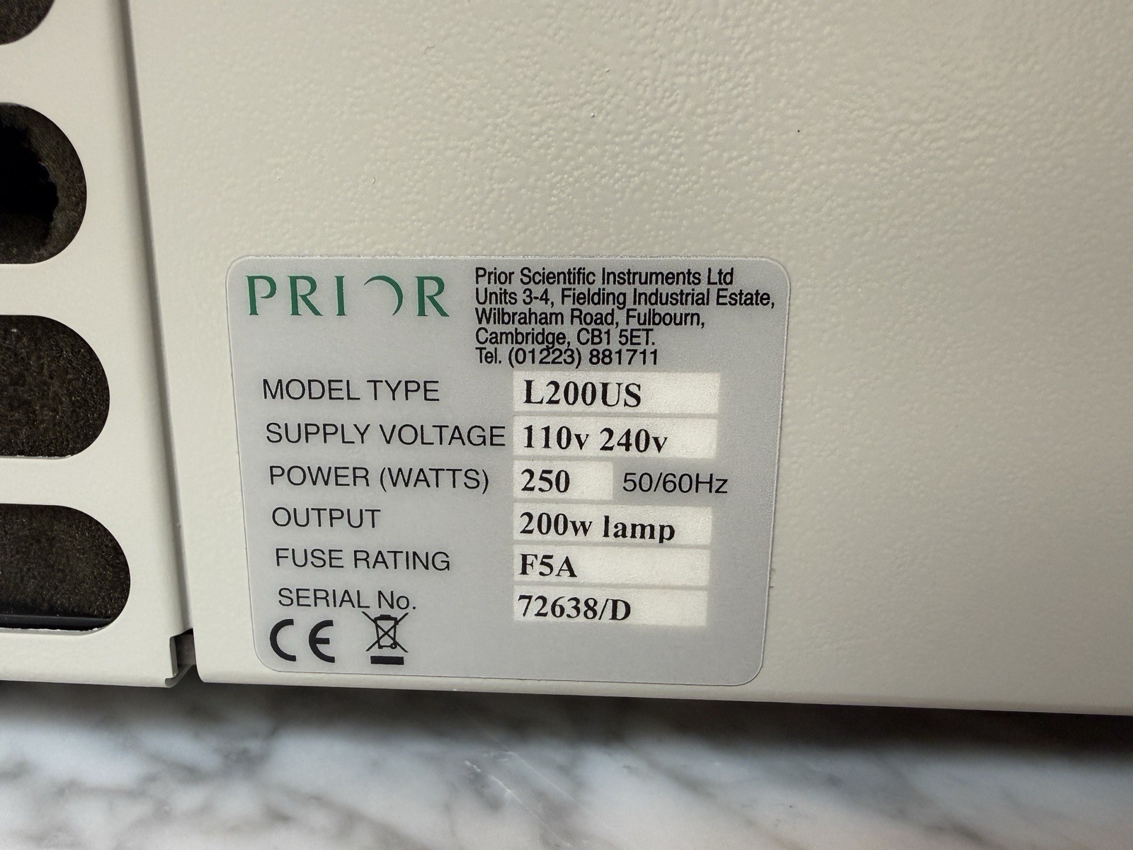 Prior L200US Lumen200 Fluorescence Microscope Light Source & Liquid Light Guide