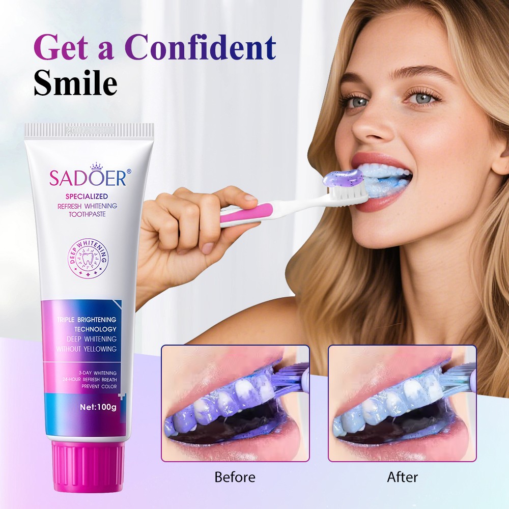 3PCS Triple Whitening Toothpaste Deep Cleaning Remove Yellow Tooth Stains Plaque