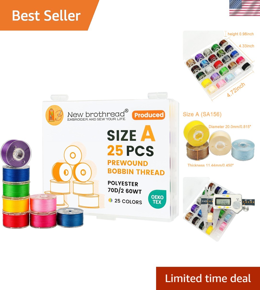 High Tenacity 70D/2 Polyester Prewound Bobbins - 25 Colors for Crafting Bliss