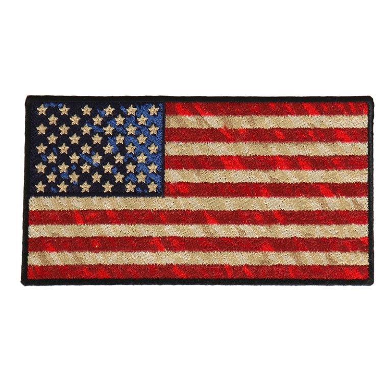 US FLAG Distressed American Flag 5 INCH PATCH [Hook Fastener ]