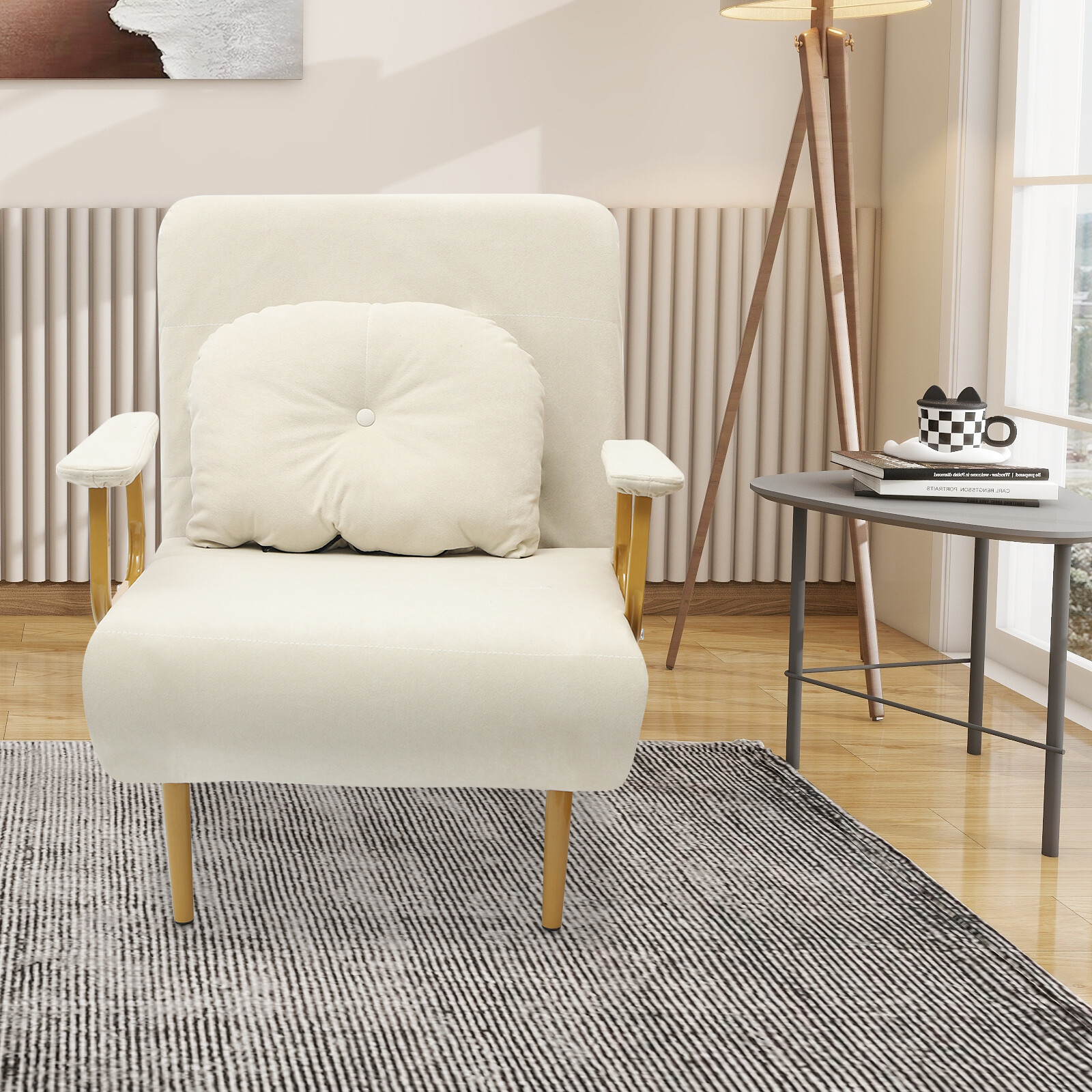 Convertible Sofa Bed Off-white Sofa Chair Bed Floor Standing Folding Sofa Bed
