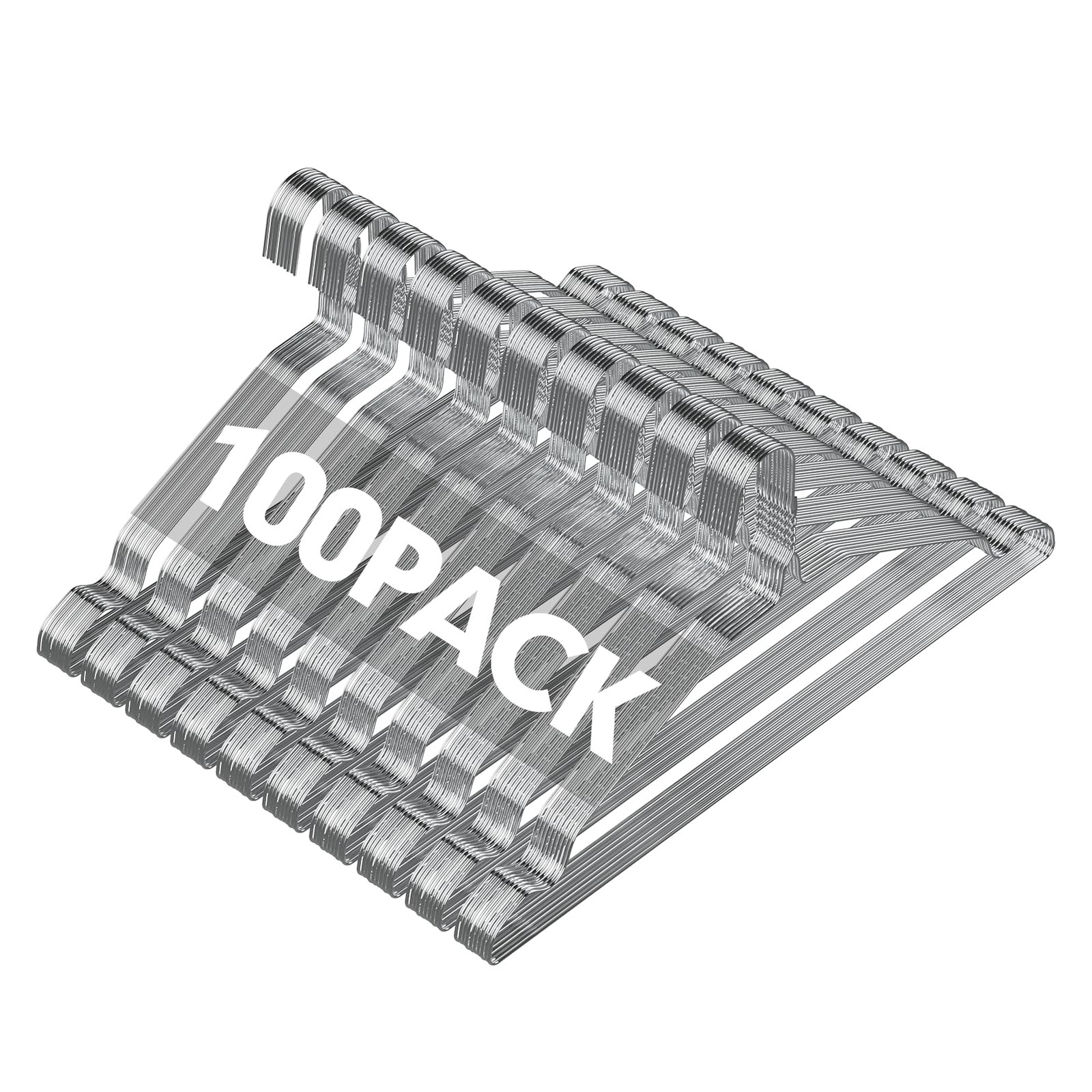 Wire Metal Clothes Hangers Bulk 100 Pack with Groove, 16.7 Inch, 12 Gauge Ult...