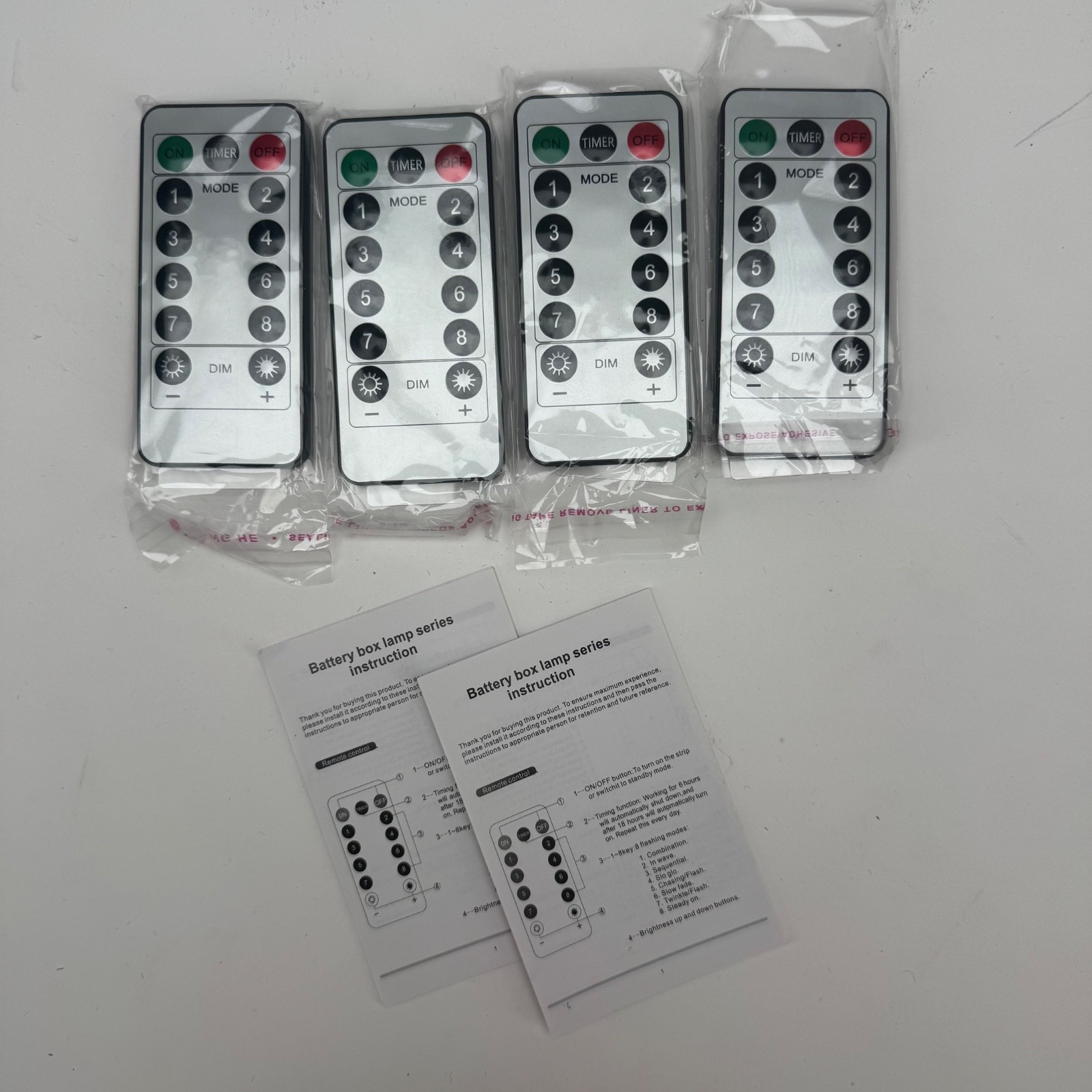 Lot of 4 Battery Box Lamp Remote Controls 8-Mode Timer Dimmer New