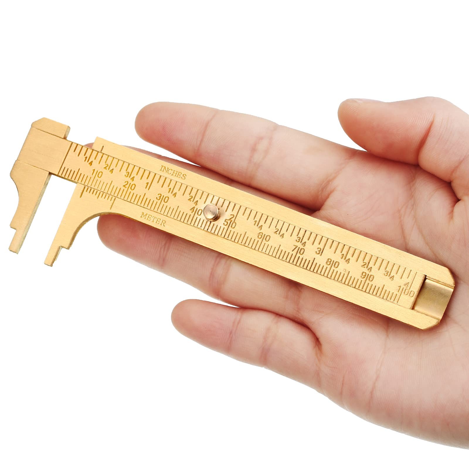 2 Pcs Brass Vernier Caliper Pocket Caliper Handy Caliper Measuring Mini Tool Dou