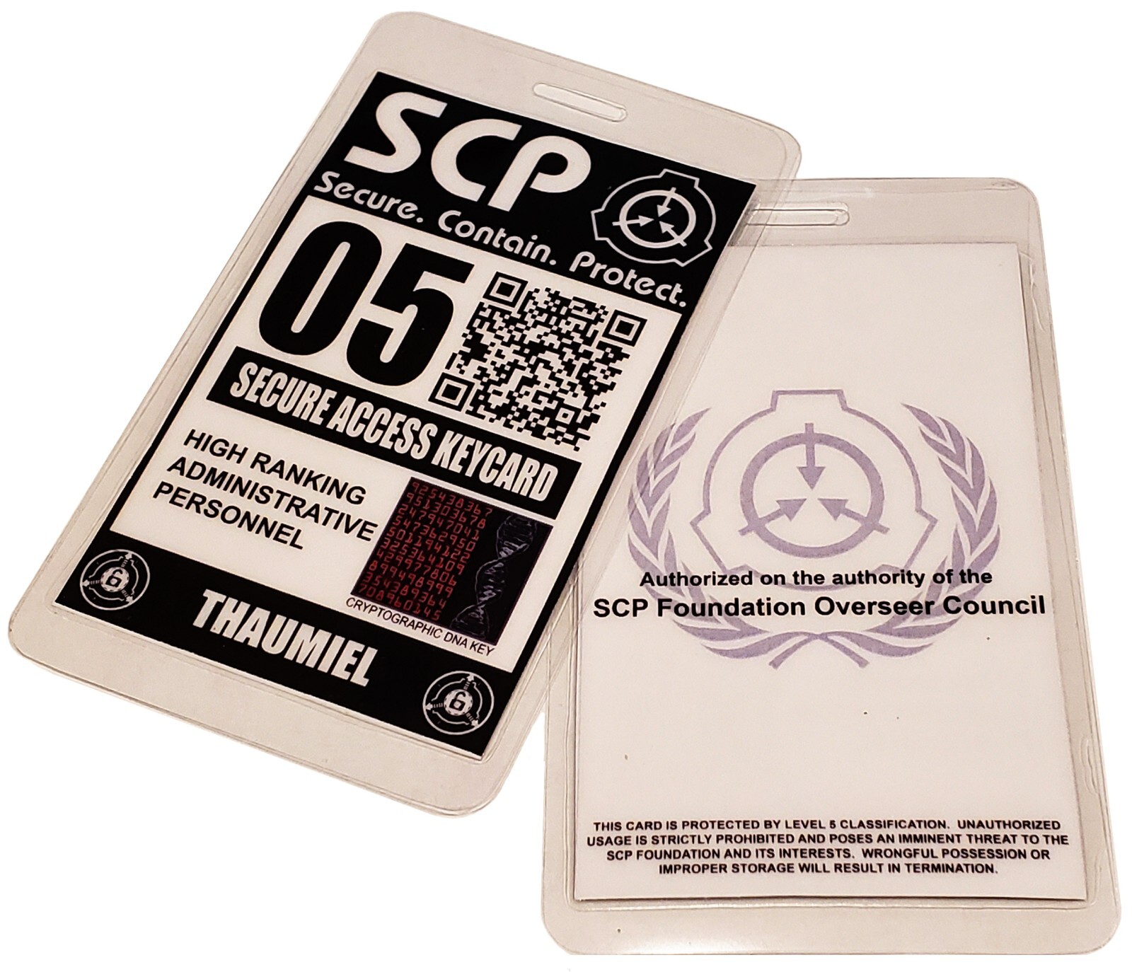 SCP Foundation Secure Access Keycard ID Card Badge Cosplay Costume Name Tag Prop