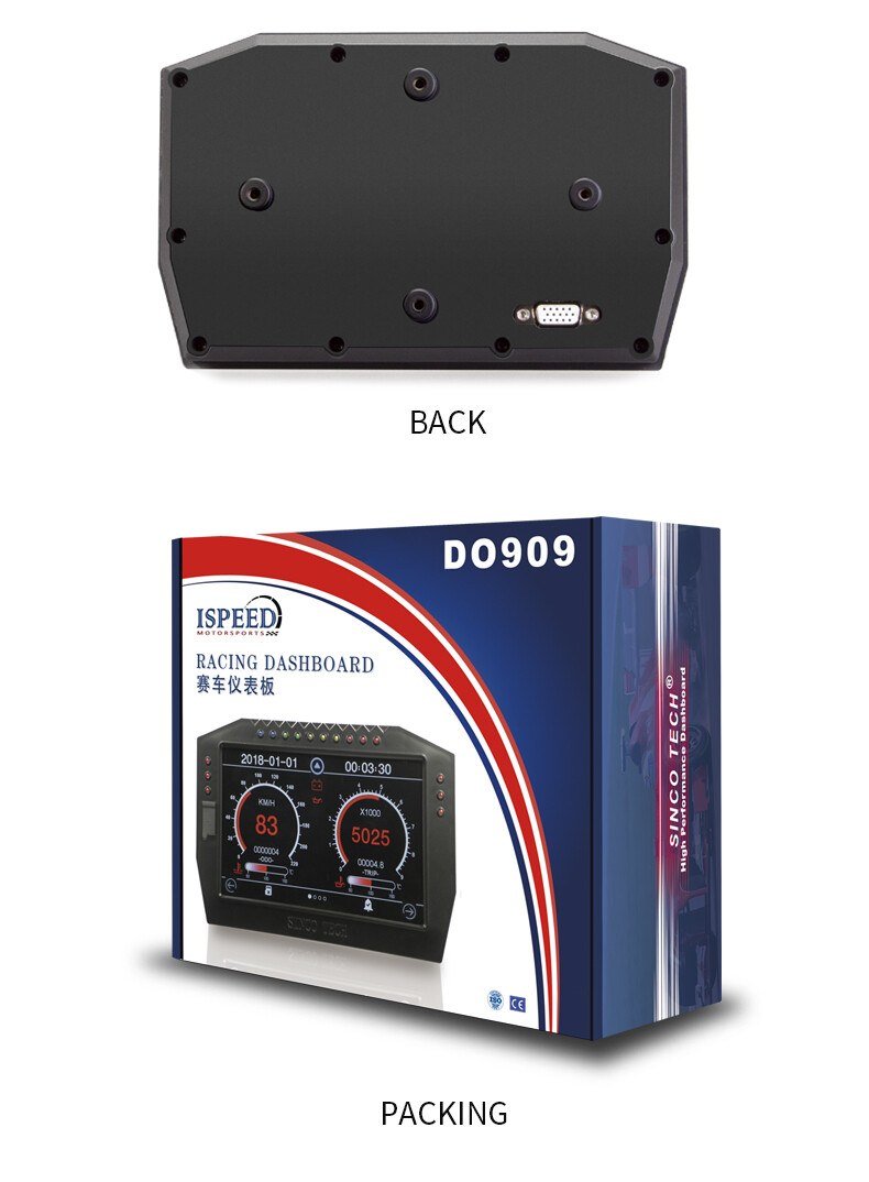 Sinco Tech DO909 Car Racing Dashboard Gauge Display Sensor Kit LCD Screen 12V