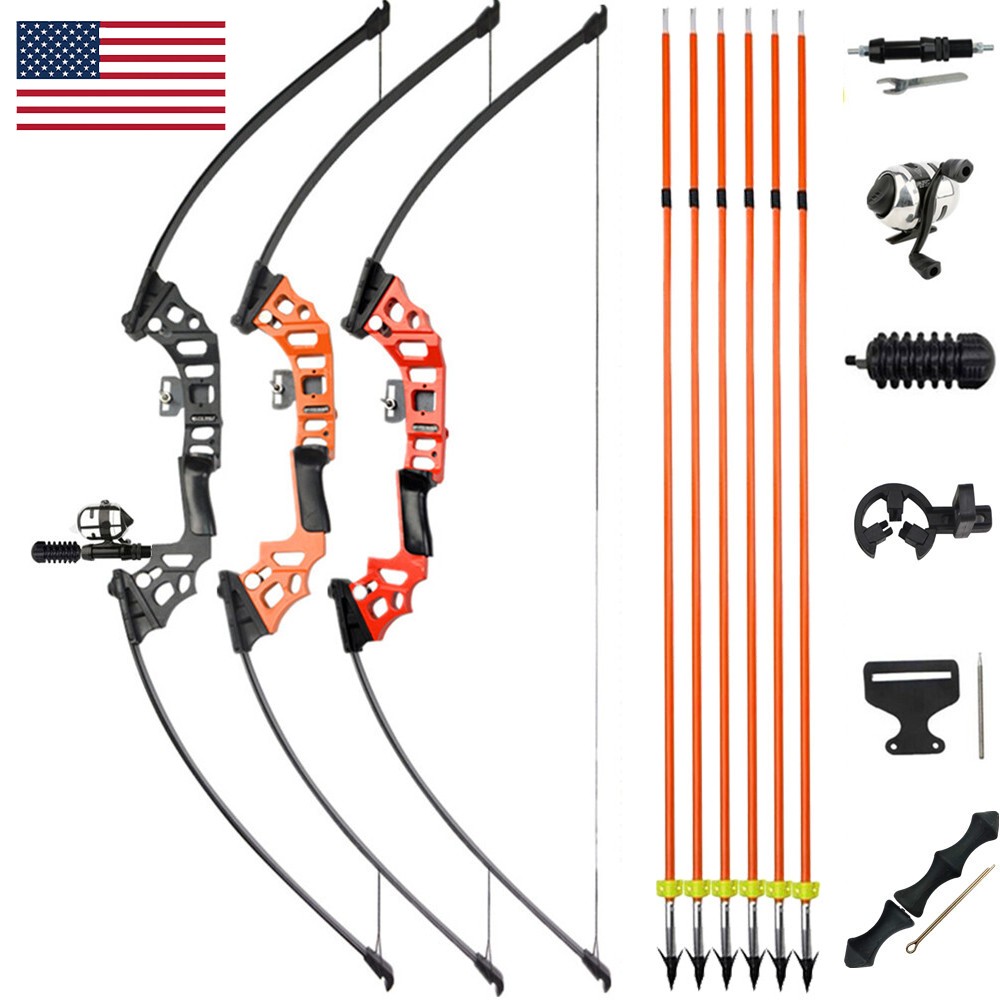 Recurve Bow Fishing Arrow Kit Takedown 40lbs Adjustable Archery Hunting Target