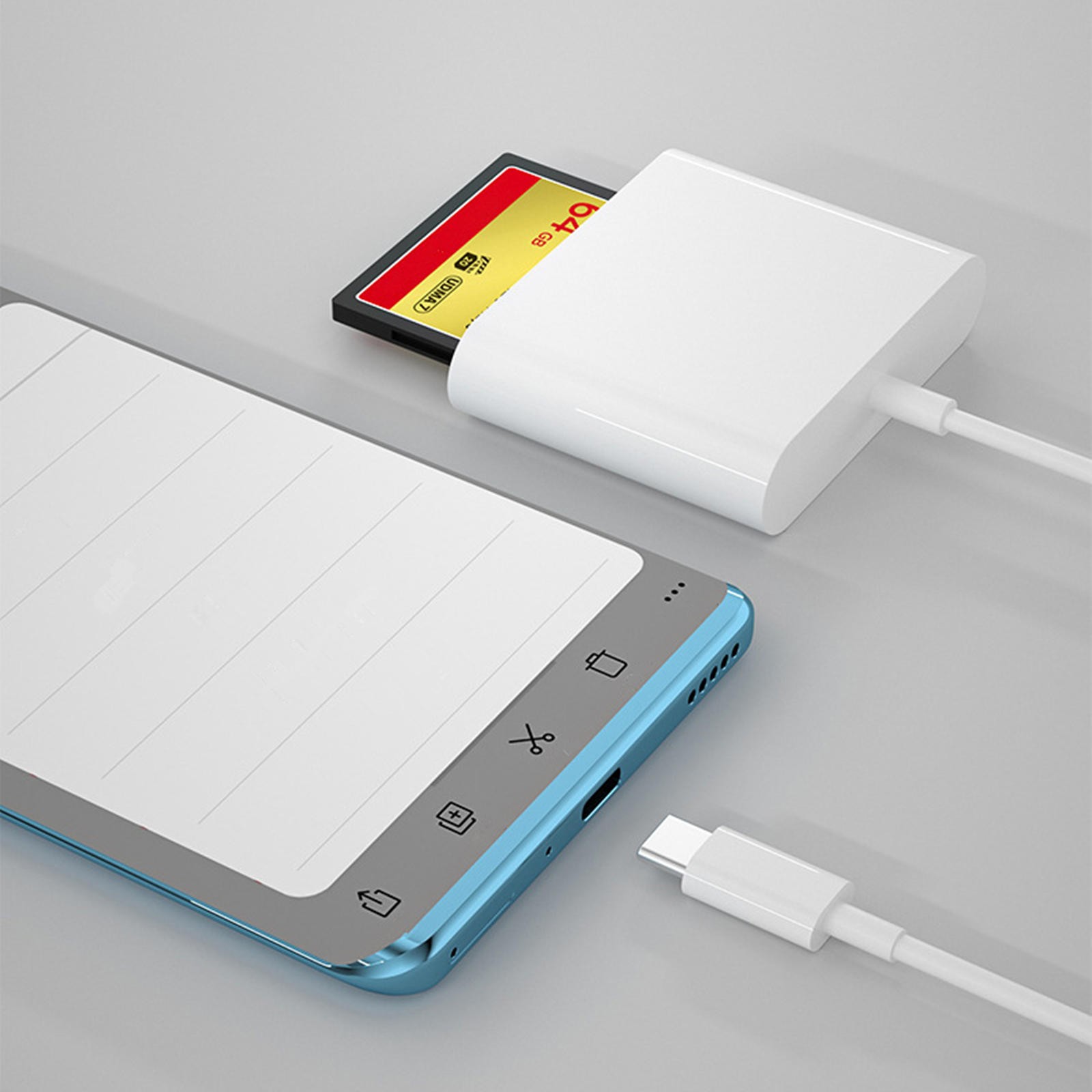 3-in-1 Type-C to CF SD MicroSD Card Reader Adapter for Smartphone Computer