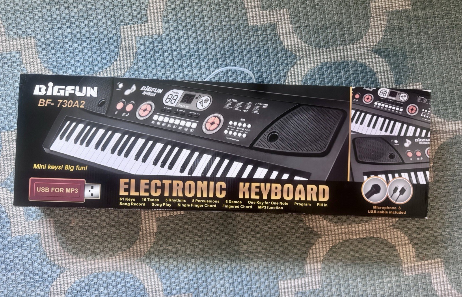 Electronic Keyboard Black Mic & USB Cable