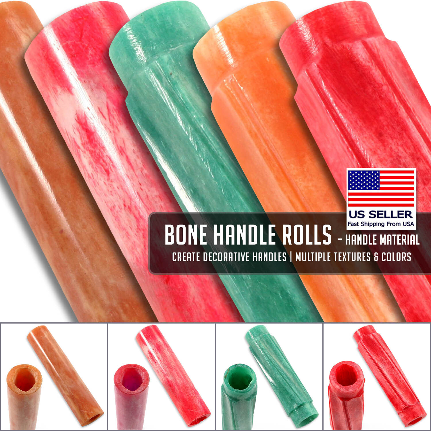 Bone Handle Rolls - DIY Handle Material for Hidden Tang or Threaded Rods