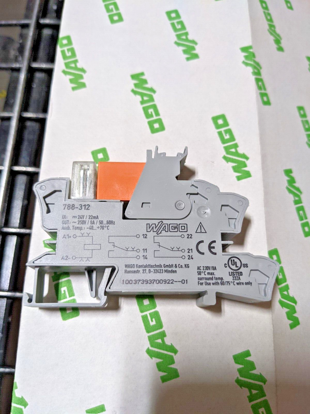 Wago Relay Module 24 VDC 8A 788-312 Box of 20