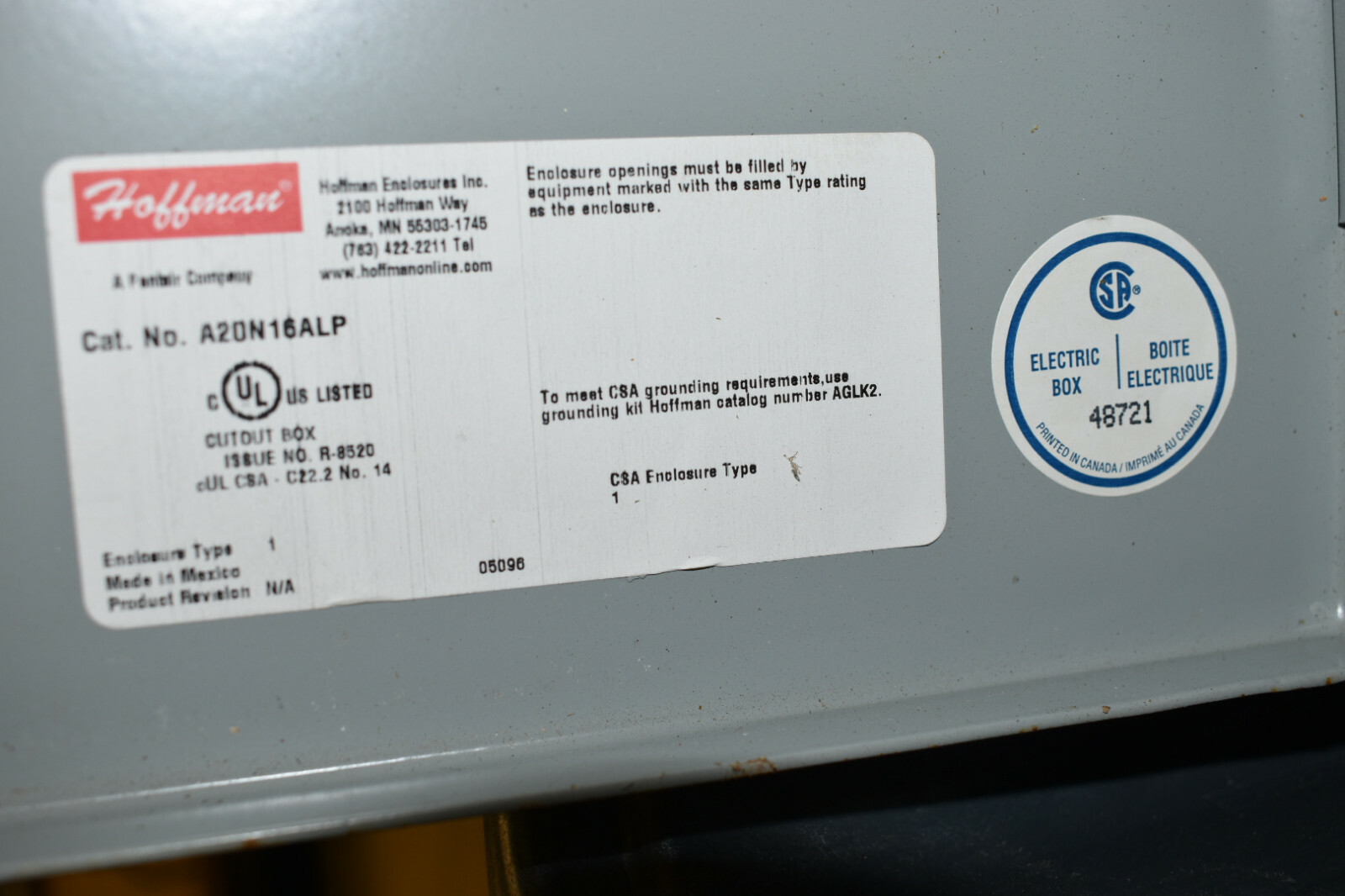 Asymtek I/O E.I.P Pneumatic Control Panel Hoffman