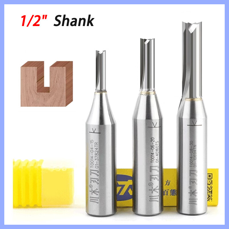 Straight 2 Flute Carbide Tipped TCT Router Cutter Bit 1/2" Shank - Metric Sizes