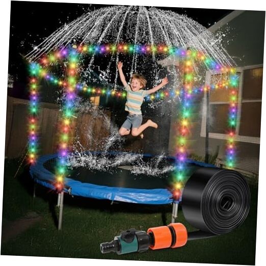 Trampoline Sprinkler with Lights - Trampoline Lights & Water Sprinkler, 16