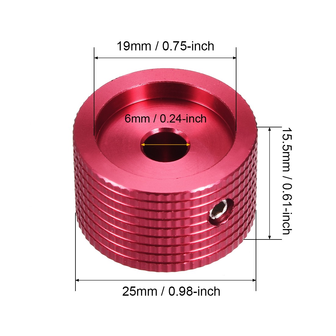 Stereo Knob, 25*6*15.5 mm Aluminium Alloy, Volume Control Knobs, Red