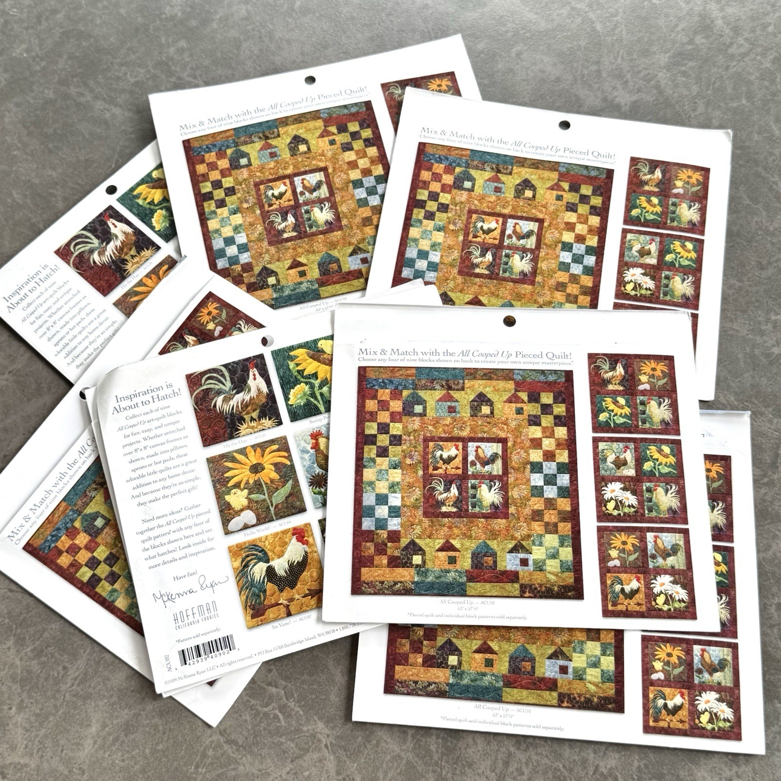 All Cooped Up Appliqué Quilt Patterns - Complete Set of 9 - McKenna Ryan