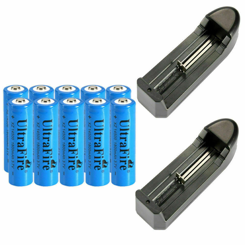 UltraFire 14500 Battery 1800mAh 3.7V Rechargeable Batteries Cell Charger Lot