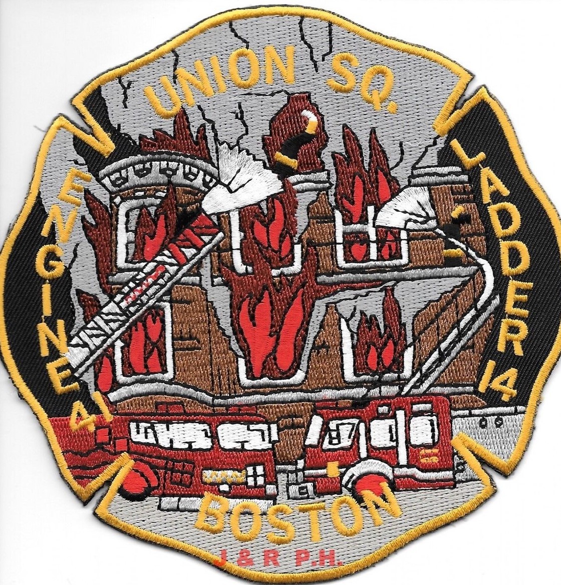 Boston  Engine-41 / Ladder-14, MA  "Union Square", MA (5" x 5" size) fire patch