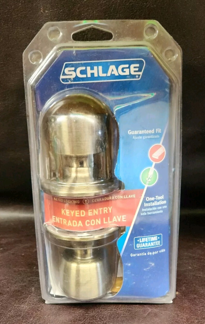 *NOS* Schlage F51 V BEL 609, Antique Brass Bell Knob, Keyed Entry, Free Ship!