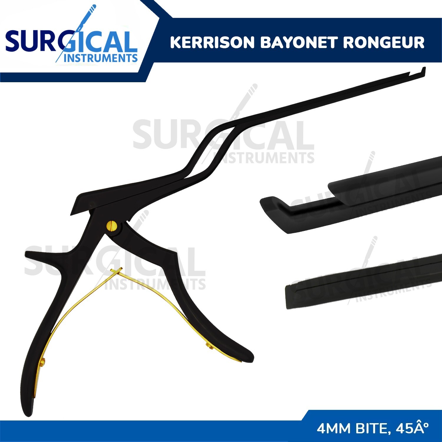 Kerrison Rongeur Bayonet Angled 4mm Bite 45 Degree Angled Matte Black German Gr
