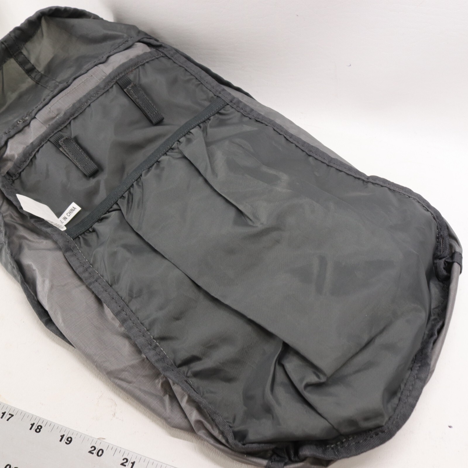 Ascend Backpack Water Resistant Hiking Light Pack Drawstring Folding Gray Nylon