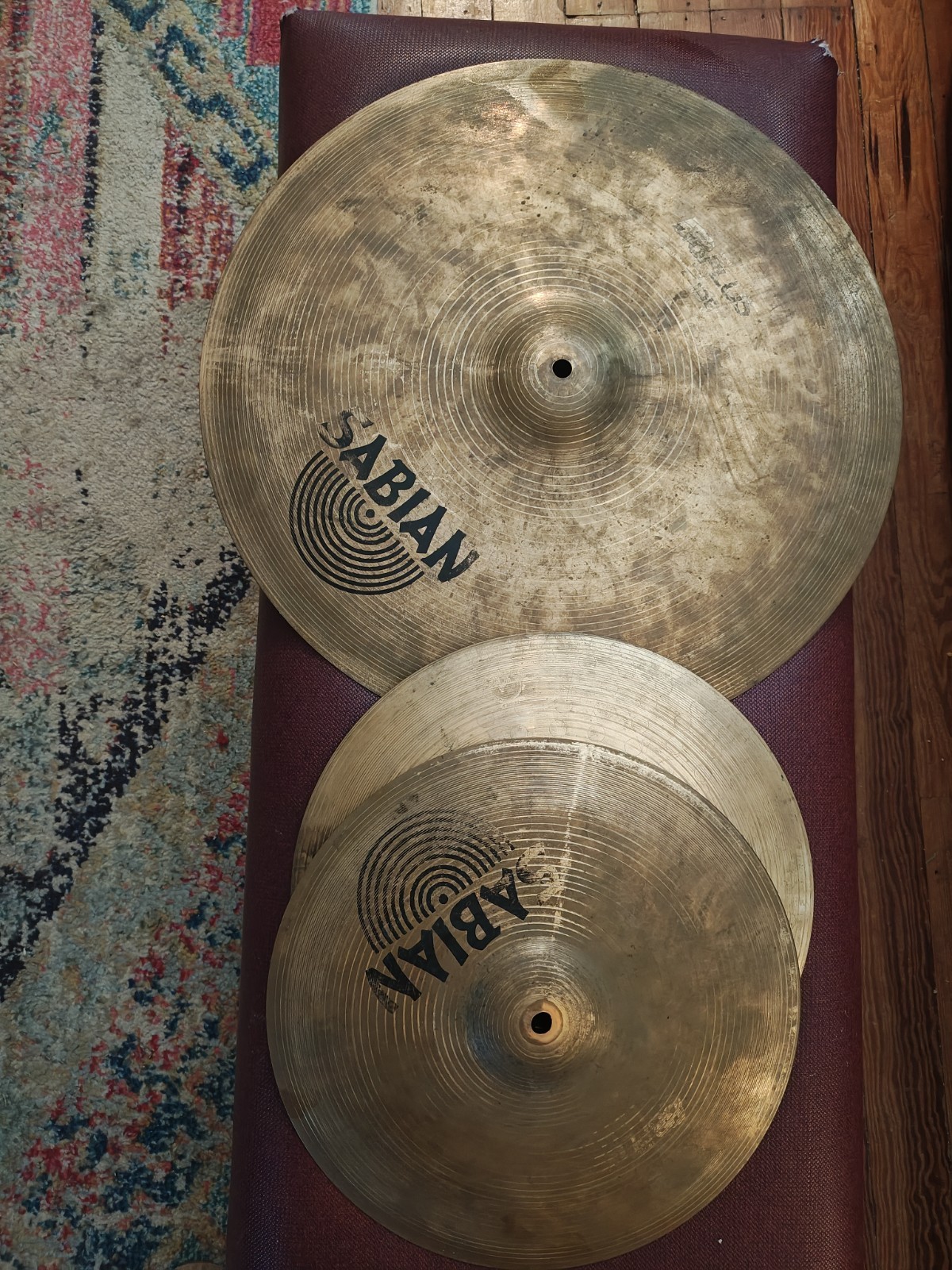 Vintage Sabian B8 plus Cymbal Set 20" Ride & 14" Hi-Hats circa 1986