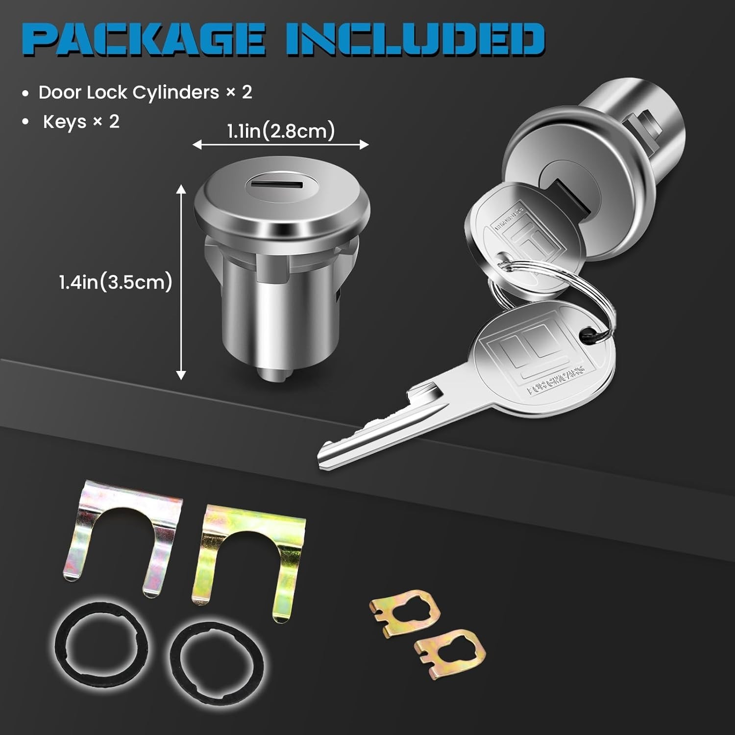 2PCS Door Lock Cylinder Set Front Left/Right,Compatible with Chevrolet Truck C10