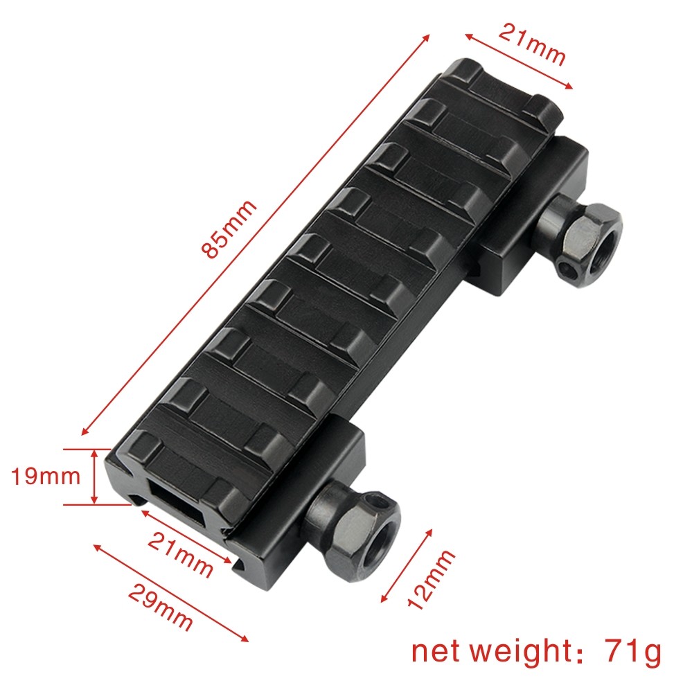 8 Slots Low Profile Scope Riser 0.5 Inch See Through Mount 20mm Picatinny Rail