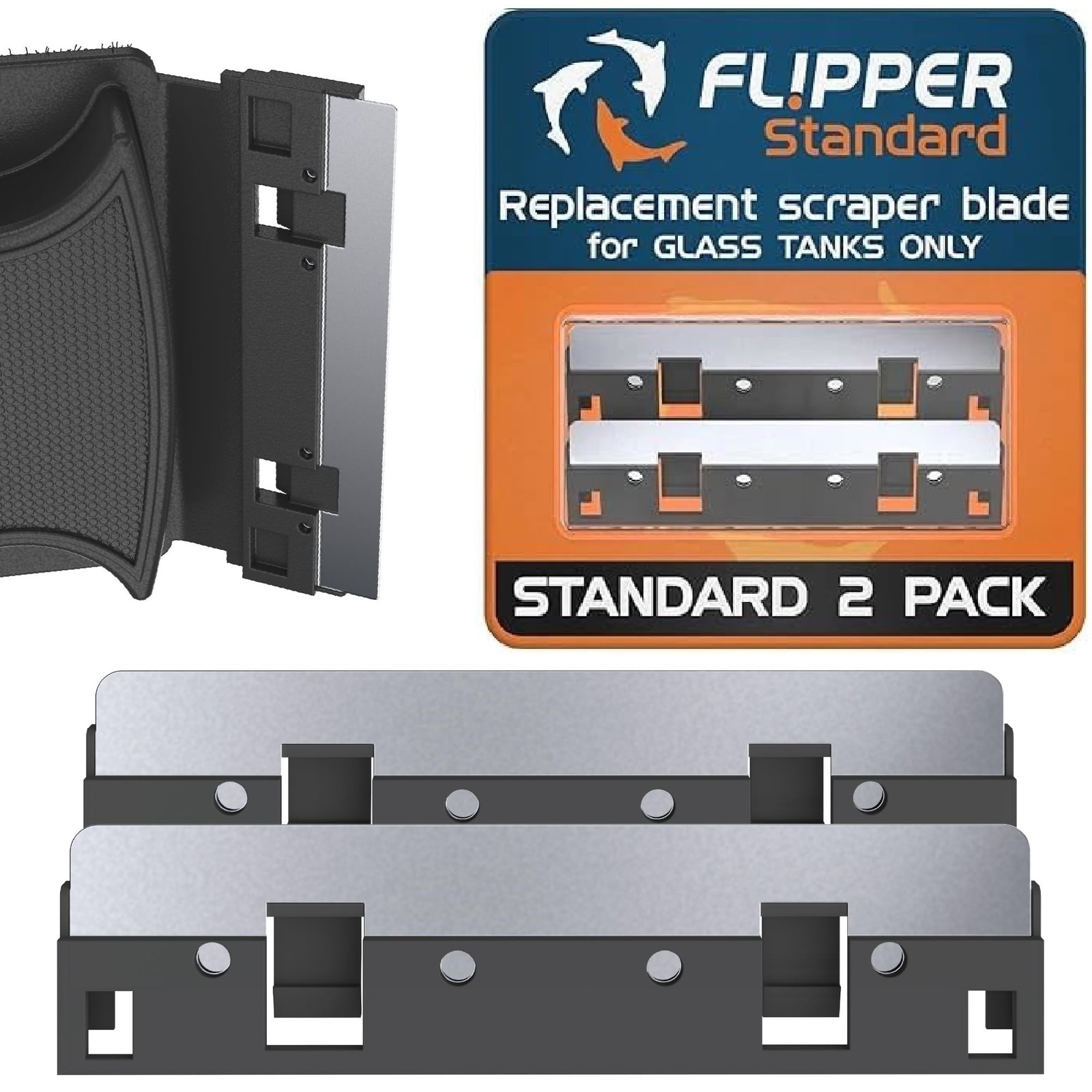 Flipper Standard Aquarium Algae Remover for Fish Tank Cleaner 2 Pack, Black