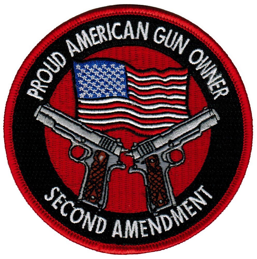 PROUD AMERICAN GUN OWNER 1911 PATCH 2nd Amendment embroidered iron-on PISTOL