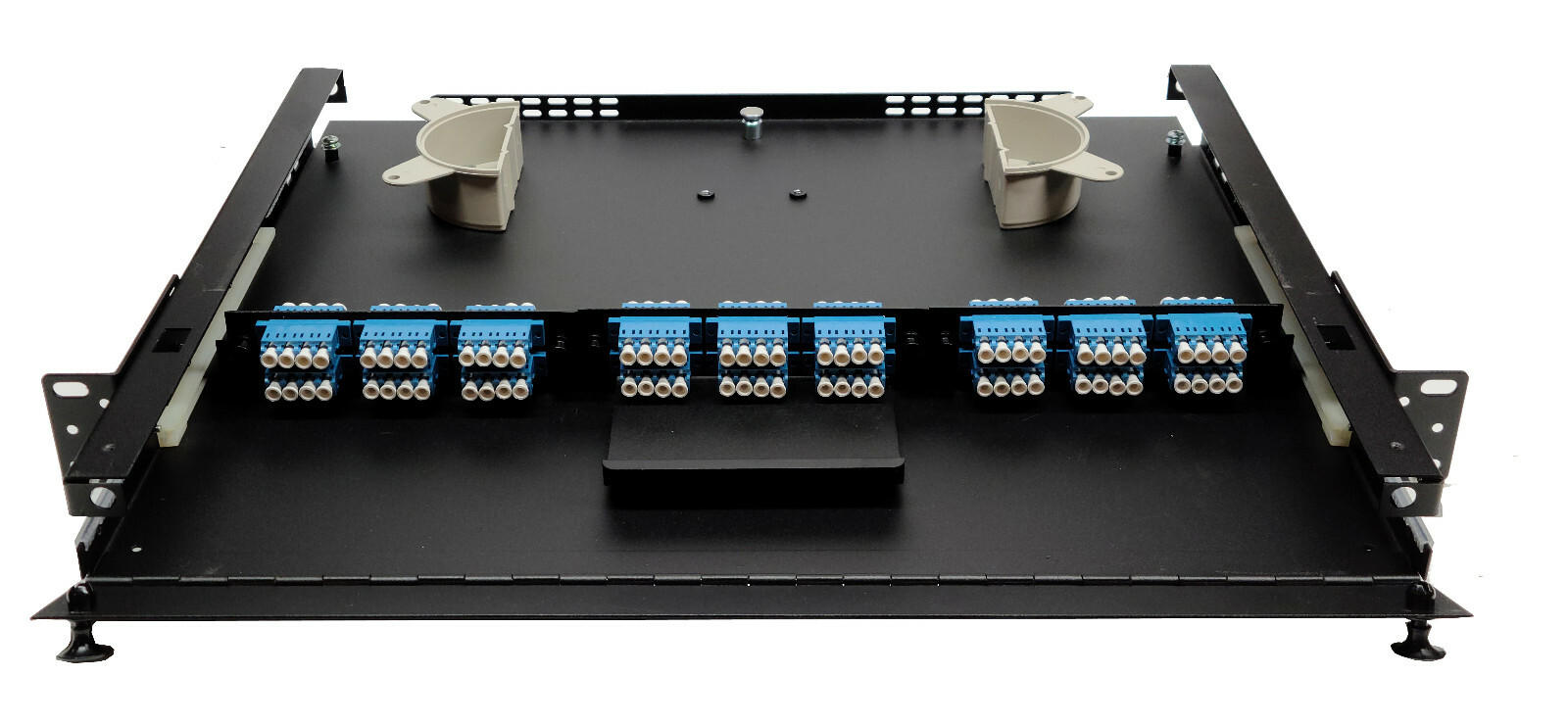72 Fiber 1RU Rack Mount FDP Patch Only w/ 18 LC Singlemode Blue Quad Adapters