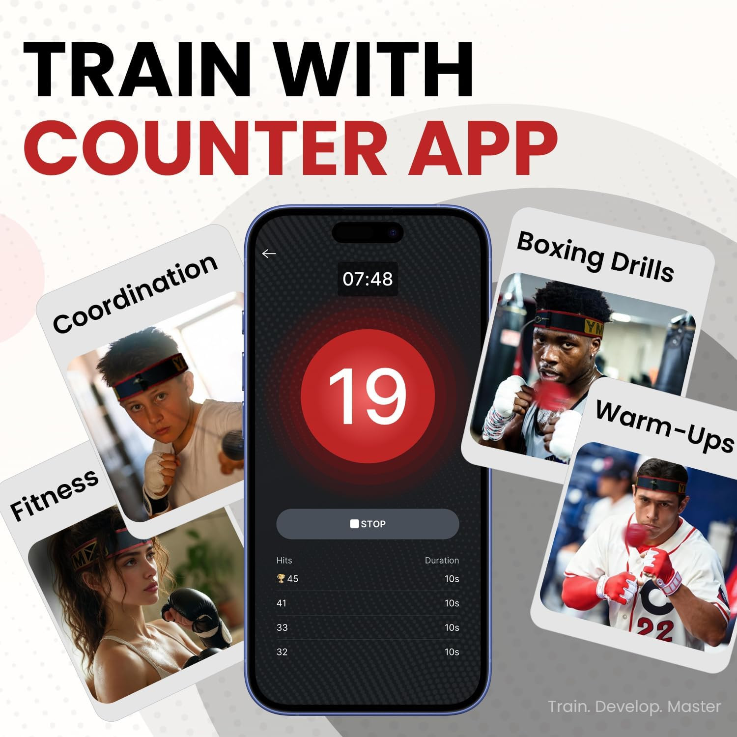 YMX BOXING® Ultimate Reflex Ball Set with Counter App - 4 React Reflex Ball plus