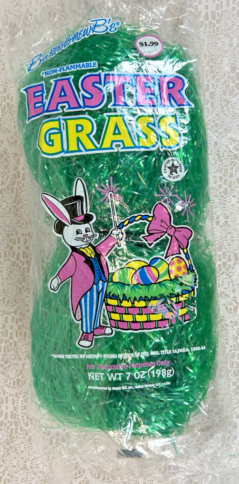 Vintage Easter Grass Bartholomew B’s Green 7 Oz Non-Flammable NOS USA