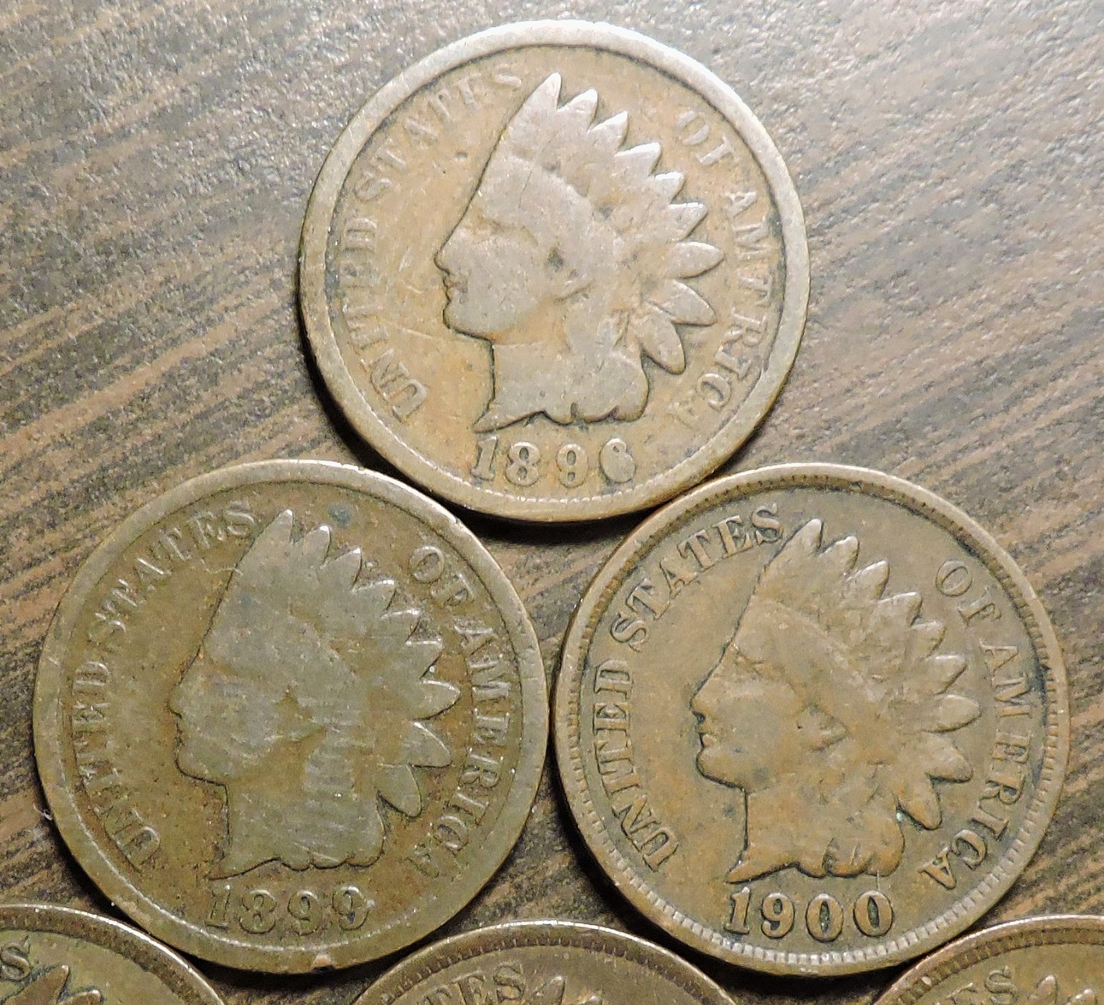 10 Indian Head Cents 1896, 1899 - 1907