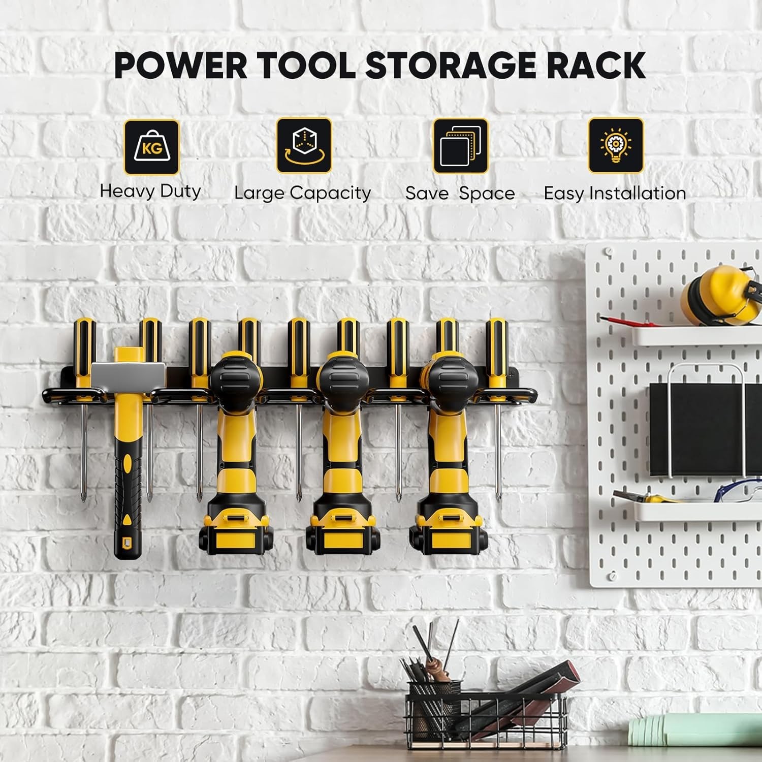 Rust Resistant 3-Tier Heavy Duty Wall-Mounted Tool Organizer for Workshop