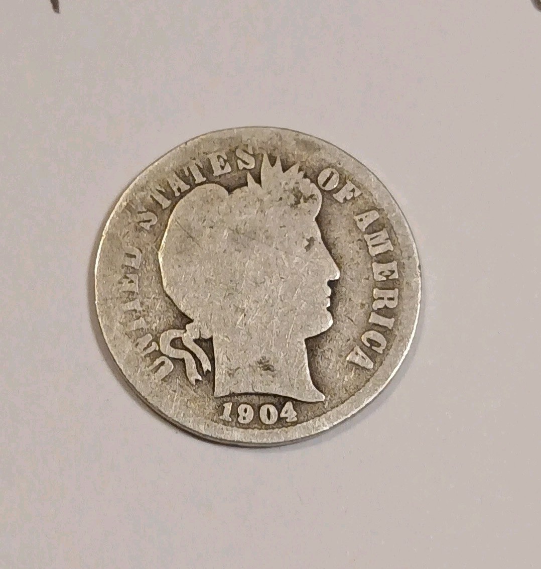 1904 Barber Dime - Good 90% Silver Coin - Free Shipping