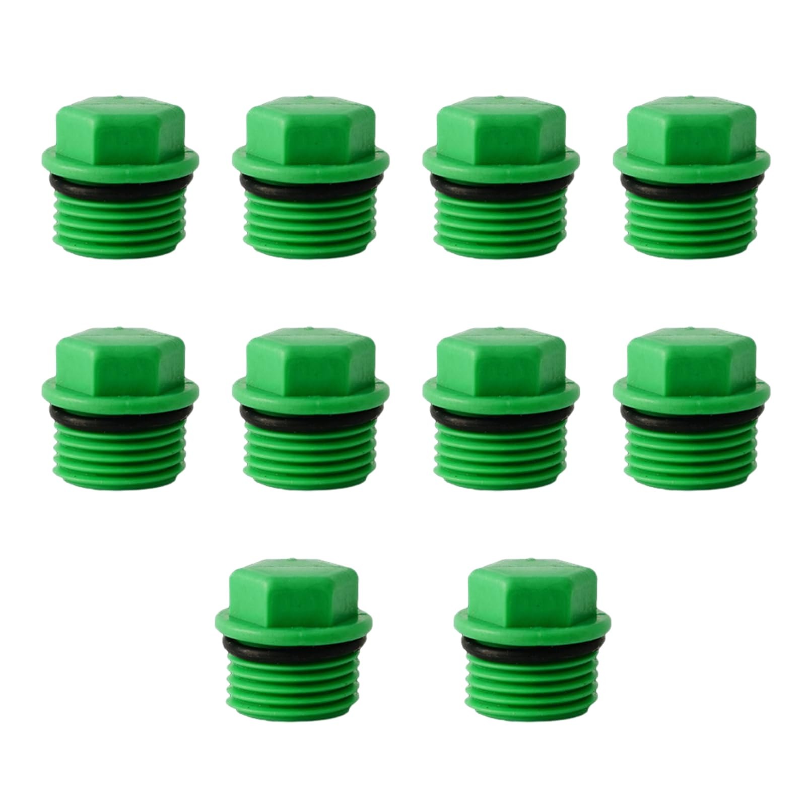 Mezfrguo 10 Pcs Hose End Cap Plugs 3/4 Inch Male PPR 0.84 inches, Green