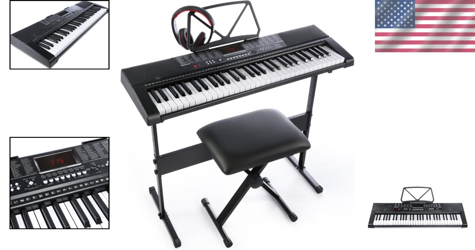 61 Key Standard Keyboard with USB Connectivity and Complete Music Accessory Kit