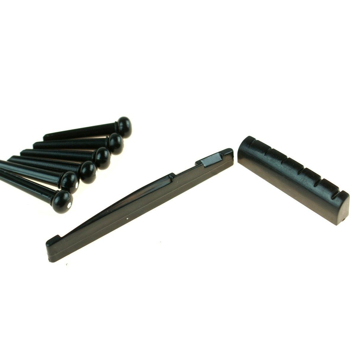 Acoustic Guitar Saddle/Bridge Pins/Nut Combo Set,Black